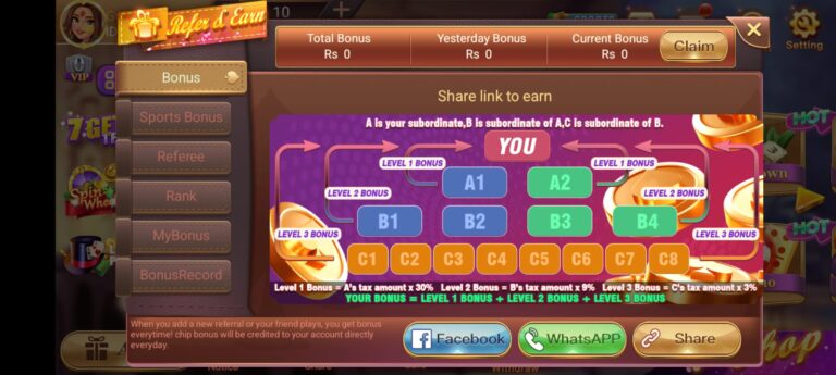 Refer Bouns of card rummy game